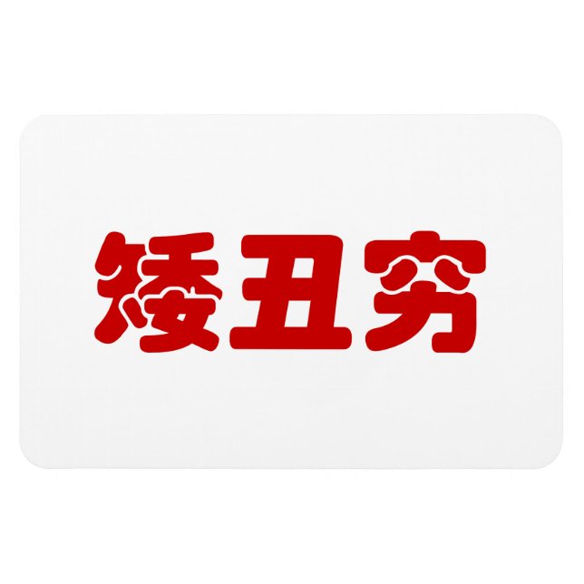 Magnet Flexible 矮 courte, laid et pauvre 丑 chinois Hanzi MEME (Horizontal)
