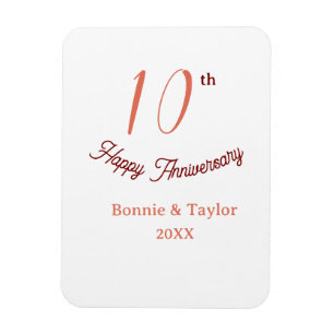 Magnet Flexible 10e anniversaire de mariage nom pastel pêche rétro