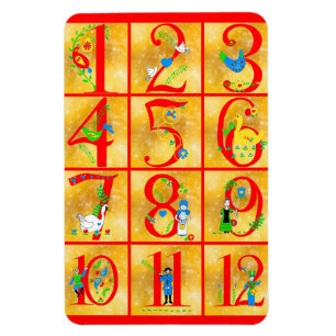 Magnet Flexible 12 Jours de Noël Chanson Folk numéros d'art