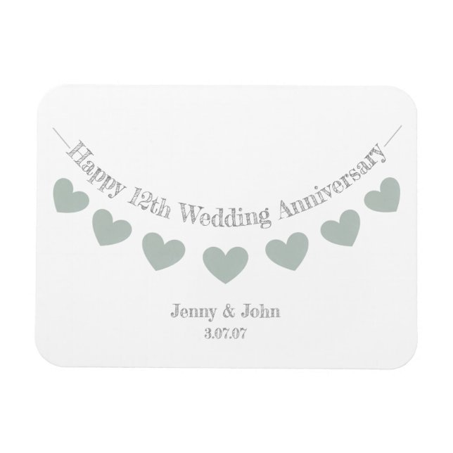Magnet Flexible 12e anniversaire mariage de soie cadeau (Horizontal)