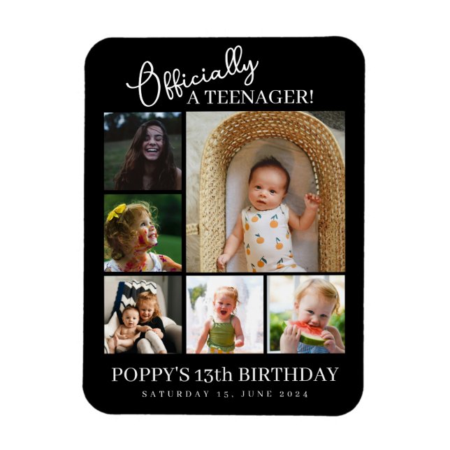 Magnet Flexible 13e anniversaire officiellement un collage photo a (Vertical)