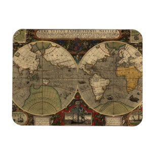 Magnet Flexible 1595 cartes vintages du monde par Jodocus Hondius