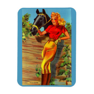 Magnet Flexible 1940 pin-up gal et cheval