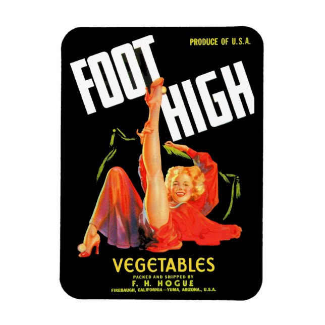 Magnet Flexible 1940s marmite étiquette pied légumes hauts légumes (Vertical)