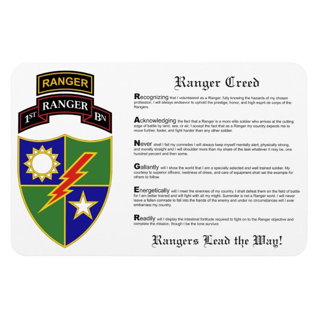 Magnet Flexible 1er Bataillon - 75e Ranger avec onglet magnétique  (Horizontal)