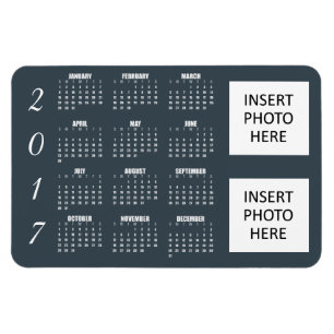 Magnet Flexible 2017 Calendrier Acier gris bleu gris - 2 Photos