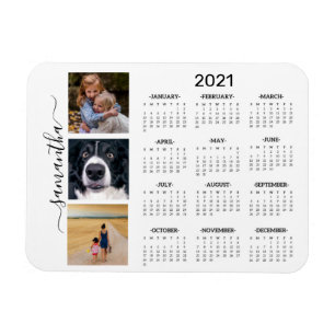 Magnet Flexible 2021 Calendrier complet année Monogramme photo man
