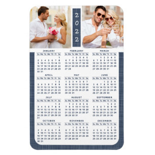 Magnet Flexible 2022 Magnetic Fridge Calendar Photo Blue Modern