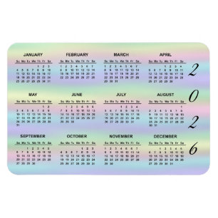 Magnet Flexible 2023 Pastel Arc-en-ciel Calendrier holographique M