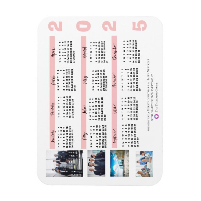 Magnet Flexible 2024 Calendrier Photo Noël Nouvel An Entreprise (Vertical)