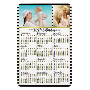 Magnet Flexible 2024 Tripes du calendrier mensuel de l'année   Pho