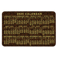 2025 Année Calendrier mensuel Fèves de café foncé