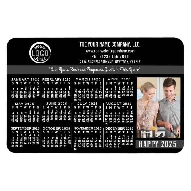Magnet Flexible 2025 Calendrier Personnalisé Nom du logo de l'entr (Horizontal)