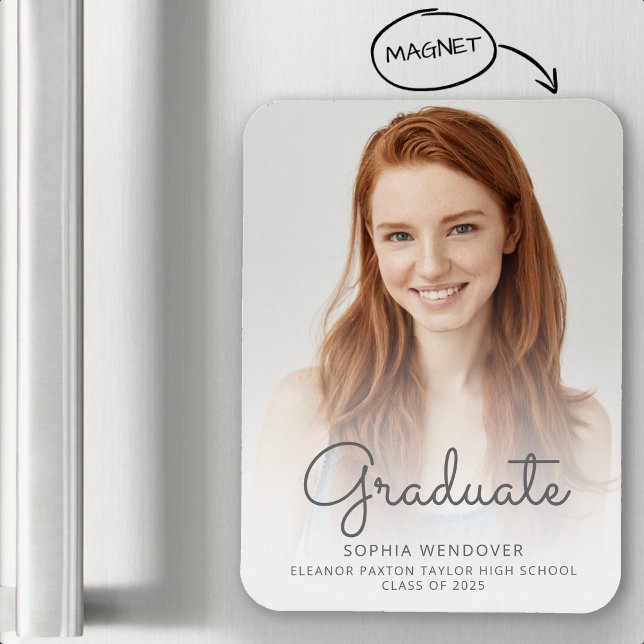Magnet Flexible 2025 Photo Gris Script Overlay Grad Faire-part (Créateur téléchargé)