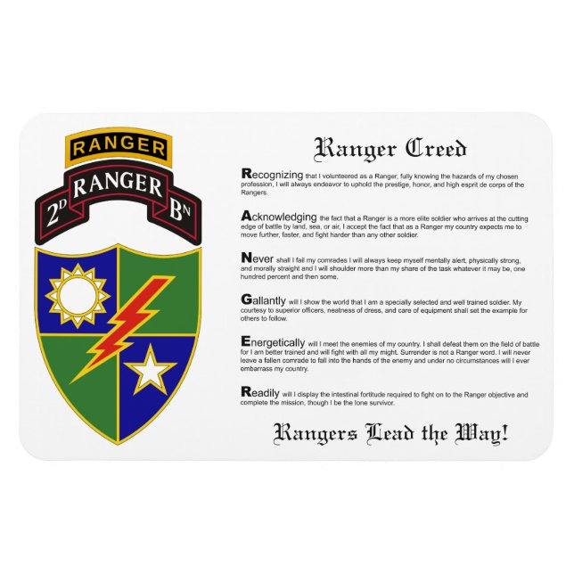 Magnet Flexible 2e Bataillon - 75e Ranger avec onglet magnétique 4 (Horizontal)