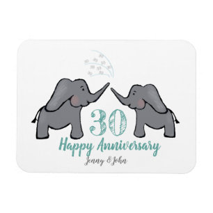 Magnet Flexible 30e anniversaire de la mariage perle éléphant