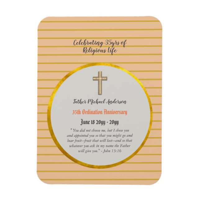 Magnet Flexible 35e anniversaire d'Ordination Prêtre Sapphire Or (Vertical)