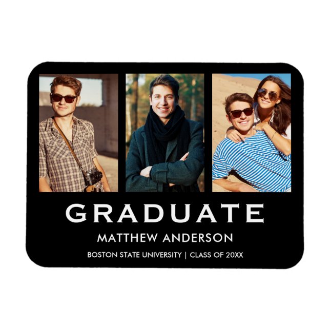 Magnet Flexible 3 Diplôme photo Faire-part moderne (Horizontal)