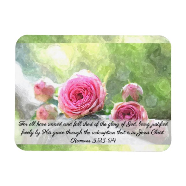 Magnet Flexible 3h23 de Romains de roses d'aquarelle et 24 aimants (Horizontal)