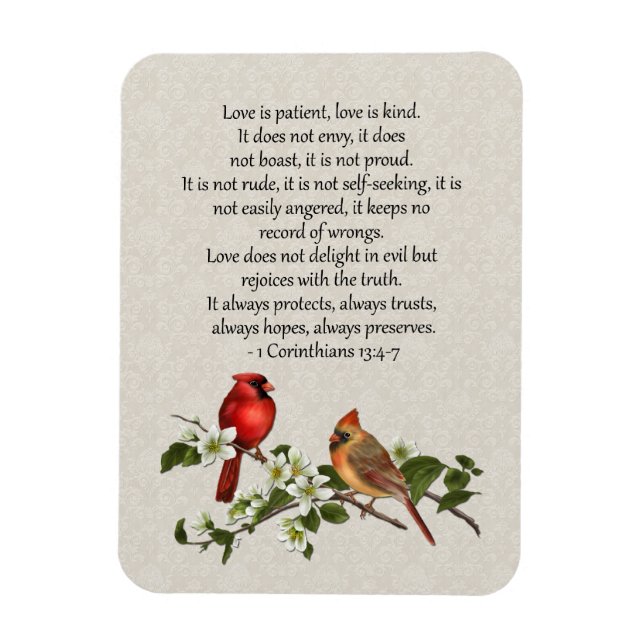 Magnet Flexible 3x4 Cardinaux Dogwood Love is Patient Love is Genr (Vertical)
