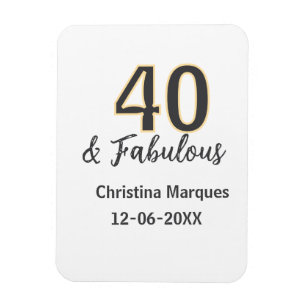 Magnet Flexible 40 & merveilleux gris jaune calligraphie d'anniver