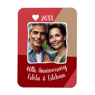 Magnet Flexible 40e anniversaire du Mariage de Ruby photo Keepsaké