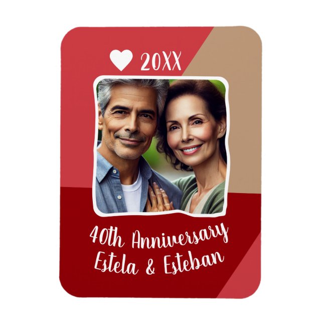 Magnet Flexible 40e anniversaire du Mariage de Ruby photo Keepsaké (Vertical)