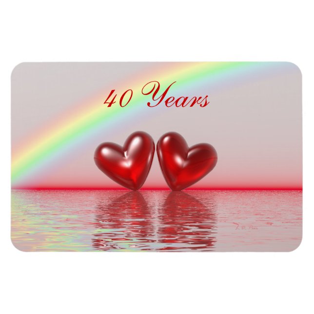Magnet Flexible 40e Anniversary Ruby Hearts (Horizontal)