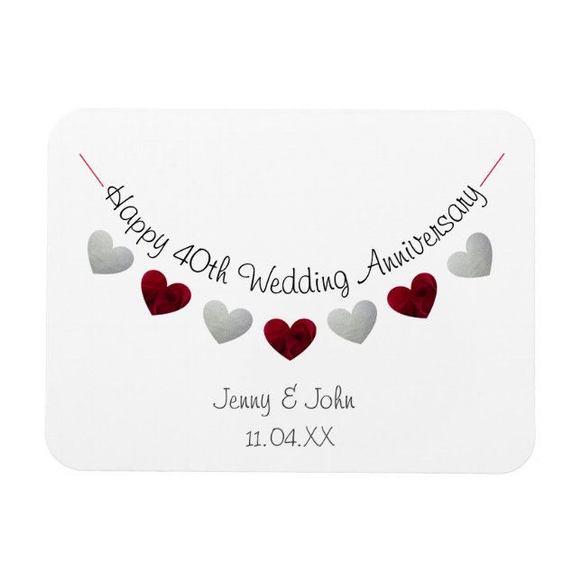 Magnet Flexible 40e Ruby Mariage Anniversaire de bunting cadeau /  (Horizontal)