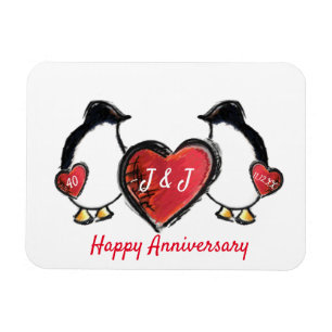 Magnet Flexible 40ème anniversaire de mariage de rubis pingouin
