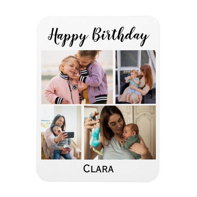 Magnet Flexible 4 Collage de photos Script personnalisé Anniversai (Vertical)