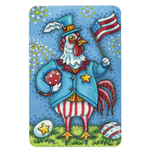 Magnet Flexible 4 juillet ROOSTER, FUNNY PATRIOTIC POULET