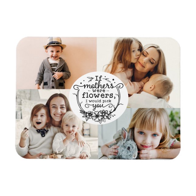 Magnet Flexible 4 photo famille collage maman gardien mère jour (Horizontal)