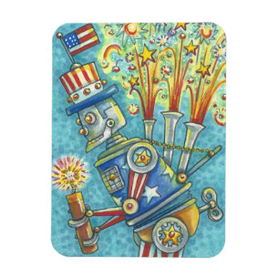 Magnet Flexible 4e TH OF JULY FIREWORKS ROBOT AMERICANA