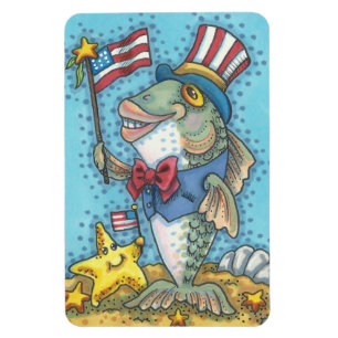 Magnet Flexible 4TH OF JULY PATRIOTIC FISH & STARFISH AIMANT Lg.