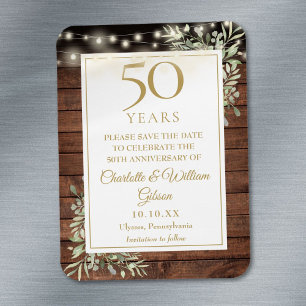 Magnet Flexible 50e Anniversaire Bois rustique Enregistrer La Date