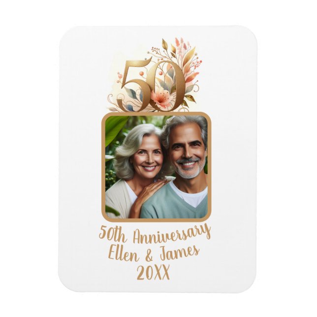 Magnet Flexible 50e anniversaire de Mariage d'or photo Keepsaké (Vertical)
