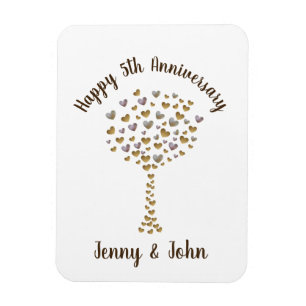 Magnet Flexible 5e anniversaire mariage de bois cadeau