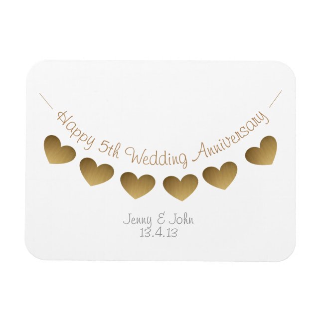 Magnet Flexible 5e mariage du bois cadeau de l'anniversaire de la  (Horizontal)