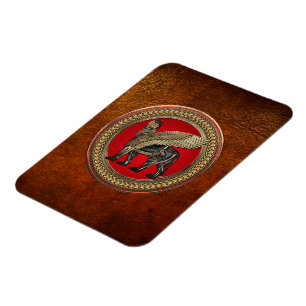 Magnet Flexible [600] Lion ailé assyrien : Or et Lamassu noir