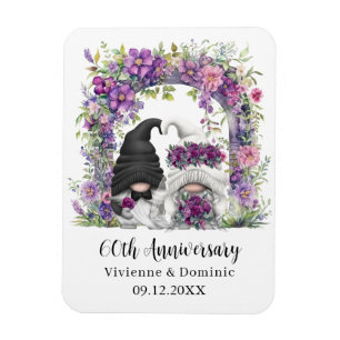 Magnet Flexible 60e anniversaire du Mariage Gnome Purple Floral