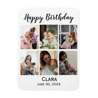 Magnet Flexible 6 Collage photo Script personnalisé Anniversaire