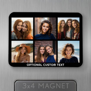 Magnet Flexible 6 Photo Collage Optional Text -- CAN Edit Color