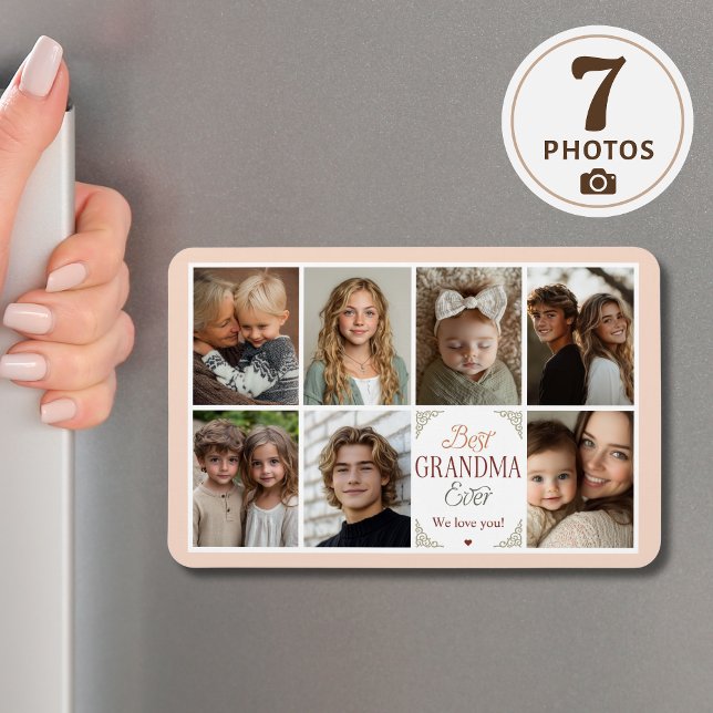 Magnet Flexible 7 Collage photo Meilleure grand-mère jamais (Shown on a 4" x 6" magnet)