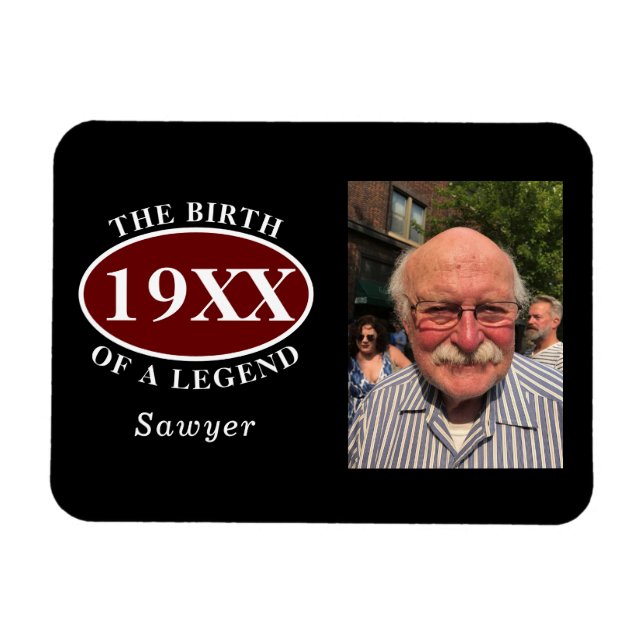 Magnet Flexible 80e anniversaire Modèle photo naissance d'une lége (Horizontal)