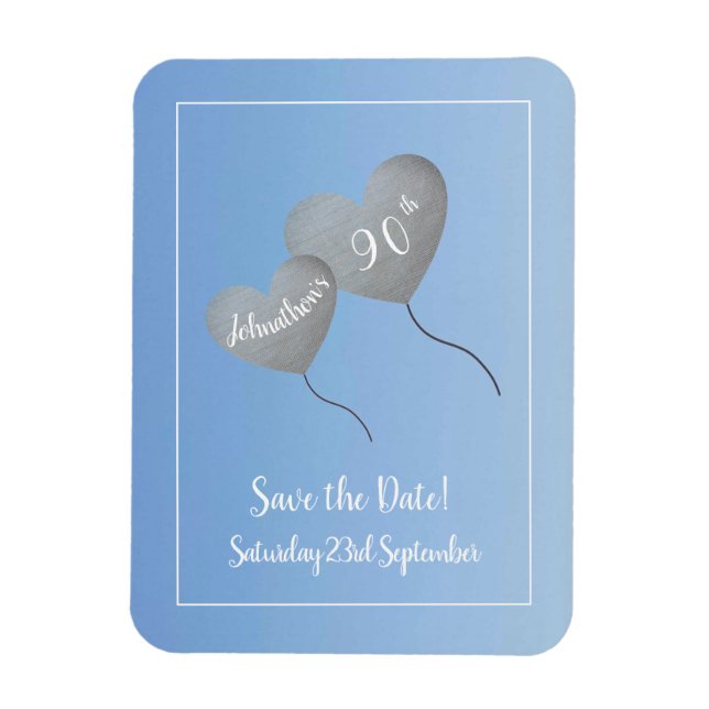Magnet Flexible 90e anniversaire de fête enregistrer la date (Vertical)