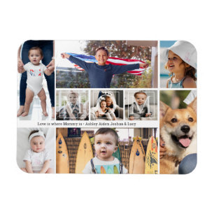 Magnet Flexible 9 Photo Collage Aimez-vous Maman Noms d'enfants
