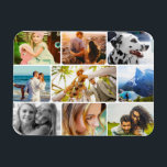 Magnet Flexible 9 Photo Template Rounded Collage<br><div class="desc">Personalized photos template collage with a rounded white frame flexible magnet. Perfect for the fridge or office whiteboard.</div>