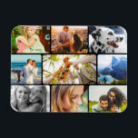 Magnet Flexible 9 Photo Template Rounded Collage<br><div class="desc">Personalized photos template collage with a rounded black frame flexible magnet. Perfect for the fridge or office whiteboard.</div>