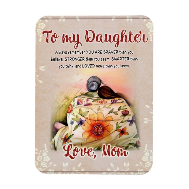 Magnet Flexible À Mon Cadeau Fille, Lettre D'Amour Fille Et Maman (Vertical)